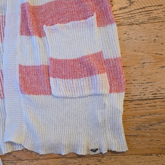 Roxy Red and White Striped Cardigan Sweater coconut girl nautical preppy - Picture 3 of 7